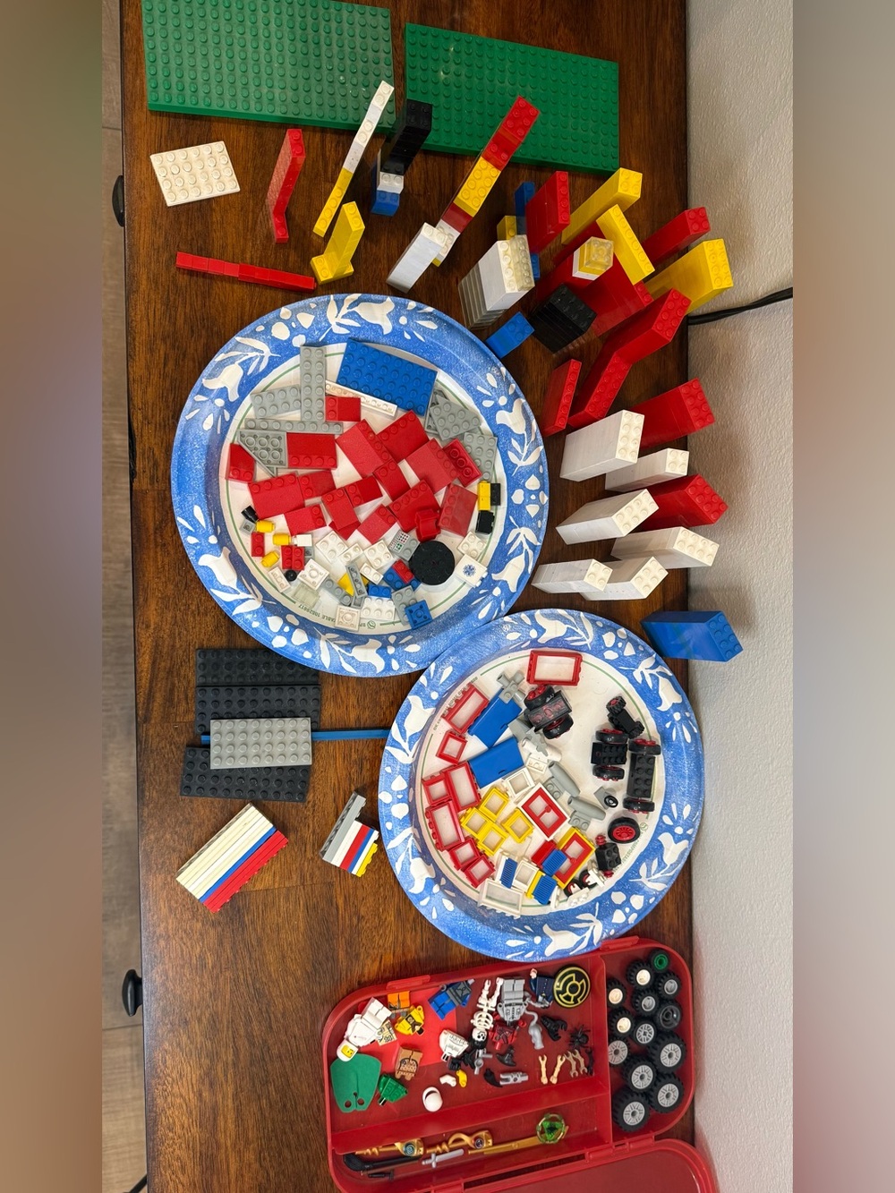 LEGO blocks and figs lot with case